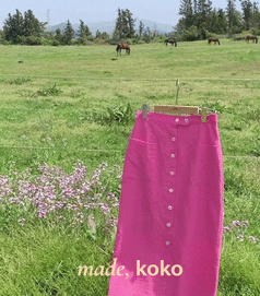 CRKO-長裙<br>체리코코-[madekoko] 마그넷 린넨 스커트 / SM / 3color