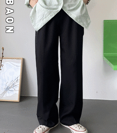 baon-長褲<br>바온-[BAON] 무레비 핀턱 와이드 슬랙스 (2color)