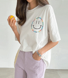 pippin-T恤<br>피핀-컬러풀 스마일 티셔츠 #109702F(44-77) 구매가능