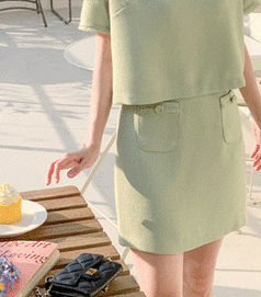 attrangs-短裙<br>아뜨랑스-아뜨랑스 - sk5694 포켓 포인트의 H라인 트위드 미니스커트 skirt
