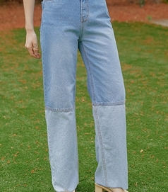 common-unique-牛仔褲<br>커먼유니크-[BOTTOM] COLOR MIX CUTTING WIDE DENIM PANTS